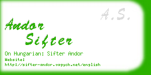 andor sifter business card